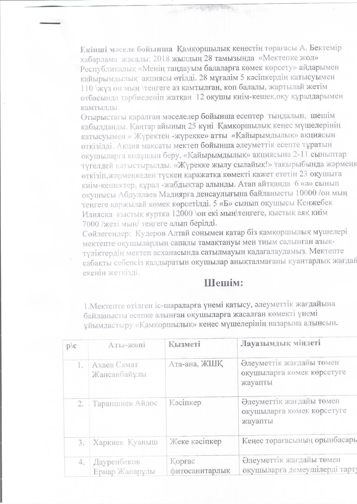 Қамқорршылық кеңес хаттамалары